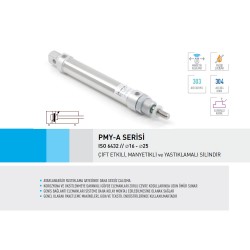 Pemaks PMY-A 025-160 Çift Etkili Manyetikli Yastıklamalı Kalem Silindir  Pemaks PMY-A 025-160 Çift Etkili Manyetikli Yastıklamalı Kalem Silindir