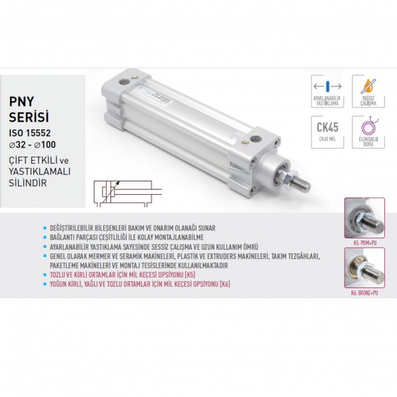 Pemaks PNY 050-0100 Pnömatik Silindir Yastıklamalı Pemaks PNY 050-0100 Pnömatik Silindir Yastıklamalı