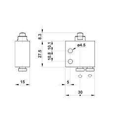 304 MA - 4MM 3/2 Pim-Yay Valf N.K. Alttan Çıkışlı Mikro Valf 304 MA - 4MM 3/2 Pim-Yay Valf N.K. Alttan Çıkışlı Mikro Valf
