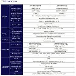 Dijital Göstergeli Basınç Sensörü  -1 / +1 bar G1/8 - 2xPNP Çıkışlı Dijital Göstergeli Basınç Sensörü  -1 / +1 bar G1/8 - 2xPNP Çıkışlı