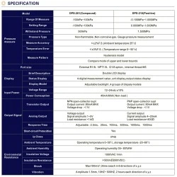 Dijital Göstergeli Basınç Sensörü  -1 / +1 bar G1/8 - 2xPNP Çıkışlı