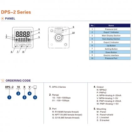 Digital Pressure Sensor with Display -1 / +10 bar G1/8 - 2xPNP Outlets