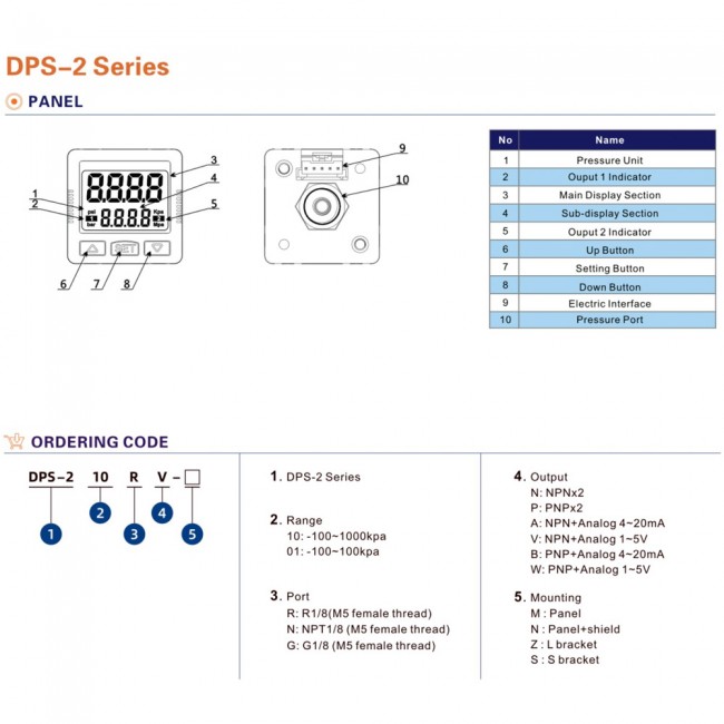 Dijital Göstergeli Basınç Sensörü -1 / +10 bar G1/8 - 2xPNP Çıkışlı Dijital Göstergeli Basınç Sensörü -1 / +10 bar G1/8 - 2xPNP Çıkışlı