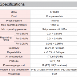 KCC KPR201 Hassas Regülatör 1/4" 0.05-2 Bar
