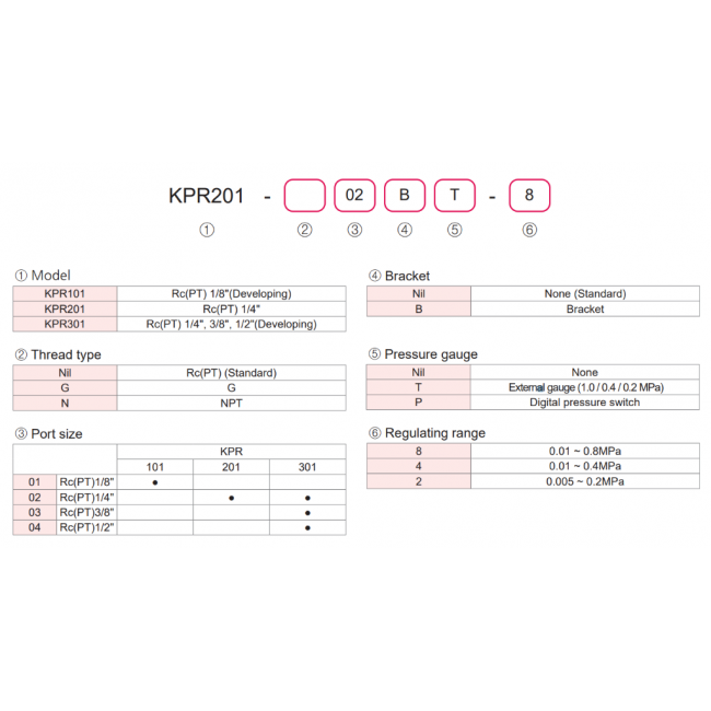 KCC KPR201 Hassas Regülatör 1/4 0.10-4 Bar