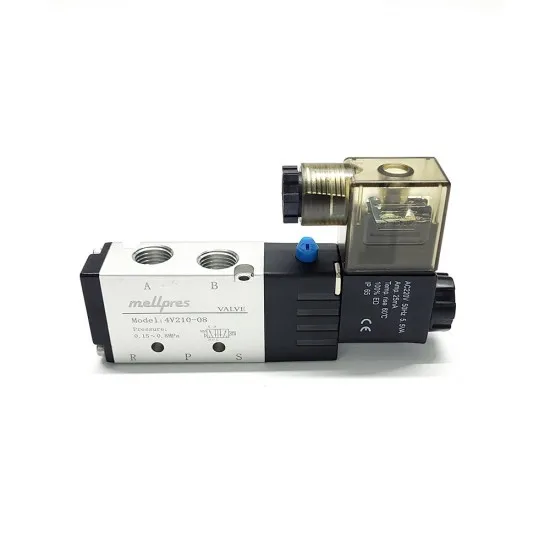 Mellpres 4V210-08 1/4 5/2 Tek Bobin Pnömatik Valf 220VAC Mellpres 4V210-08 1/4 5/2 Tek Bobin Pnömatik Valf 220VAC