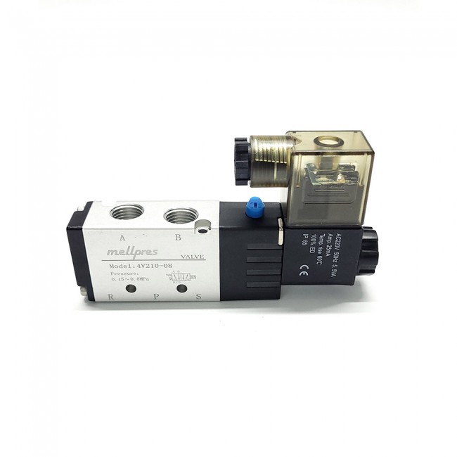 Mellpres 4V210-08 1/4 5/2 Tek Bobin Pnömatik Valf 220VAC Mellpres 4V210-08 1/4 5/2 Tek Bobin Pnömatik Valf 220VAC