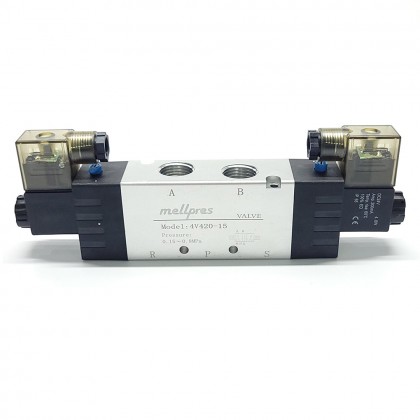 Mellpres 4V420-15 1/2 5/2 Double Coil 24VDC Pneumatic Valve