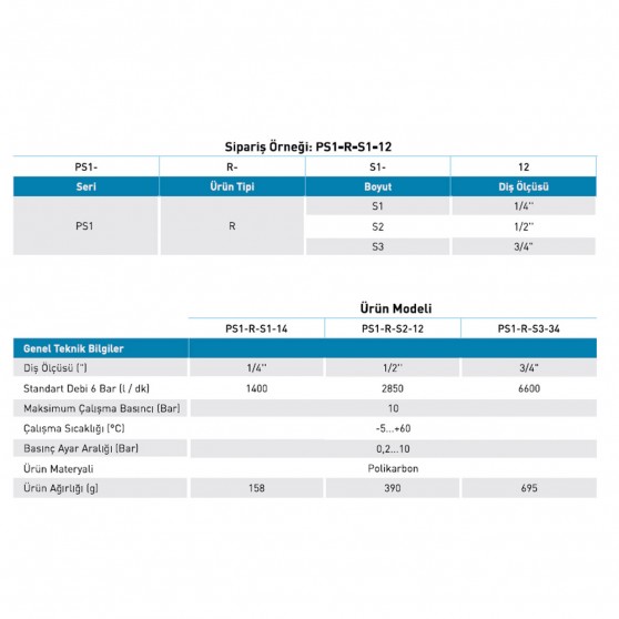 Pemaks PS1R S2 1/2 Regülatör Pemaks PS1R S2 1/2 Regülatör