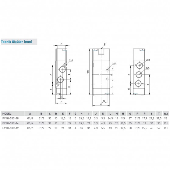 Pemaks PV1H Serisi 5/3-1/4 Hava - Hava Kapalı Merkez Solenoid Valf Pemaks PV1H Serisi 5/3-1/4 Hava - Hava Kapalı Merkez Solenoid Valf