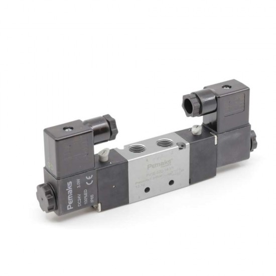 Pemaks PV1 Serisi 5/2-1/8 Çift Bobin Solenoid Valf 24VDC Pemaks PV1 Serisi 5/2-1/8 Çift Bobin Solenoid Valf 24VDC