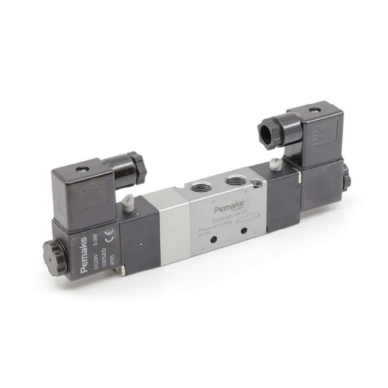 Pemaks PV1 Serisi 5/3-1/4 Çift Bobin Solenoid Valf Kapalı Merkez 24VDC Pemaks PV1 Serisi 5/3-1/4 Çift Bobin Solenoid Valf Kapalı Merkez 24VDC
