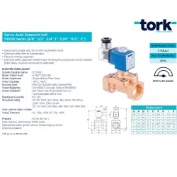 Sms Tork S1000.04 3/4" S1000 Servo Assist Genel Maksat Solenoid Vana 17mm  0-16 Bar Pirinç N. Kapalı