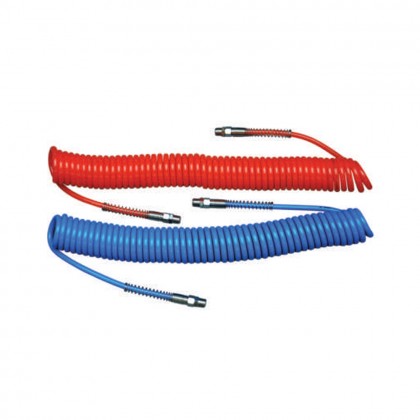 Spiral Hose PU Fixed Spring Fitting 5x8mm 7.5mt Blue
