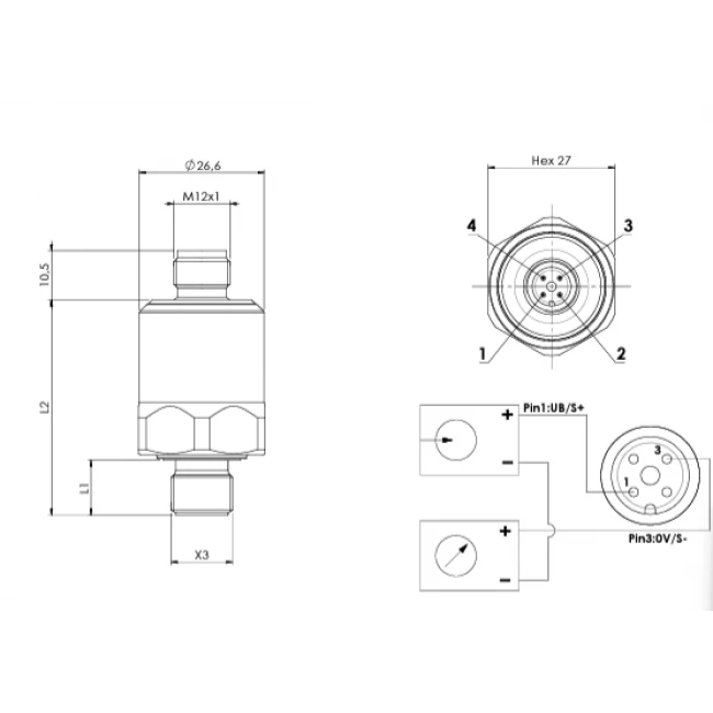 Euroswitch Transmitter 0-10 bar - 4-20mA G 1/4 / M12x1 Konnektör Bağlantılı / FKM ESP002026100 Euroswitch Transmitter 0-10 bar - 4-20mA G 1/4 / M12x1 Konnektör Bağlantılı / FKM ESP002026100
